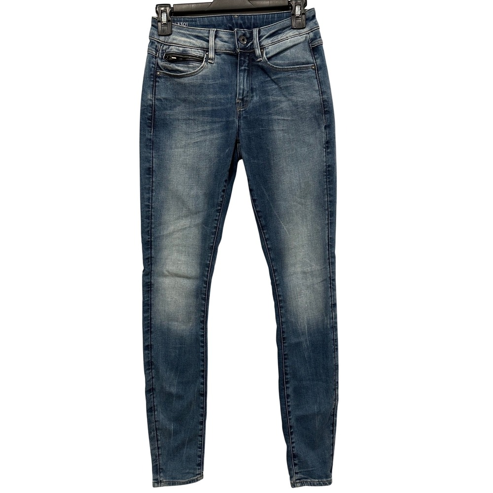 G-Star Raw Womens 3301 Studded Mid Skinny Jeans Blue Denim 27/32